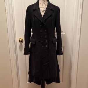 Full Circle Gallery  Vintage Chic Dark Charcoal Double-Breasted Coat